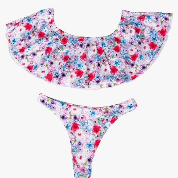 Sweet Penelope Other - Sweet Penelope Off The Shoulder Floral Bikini Set